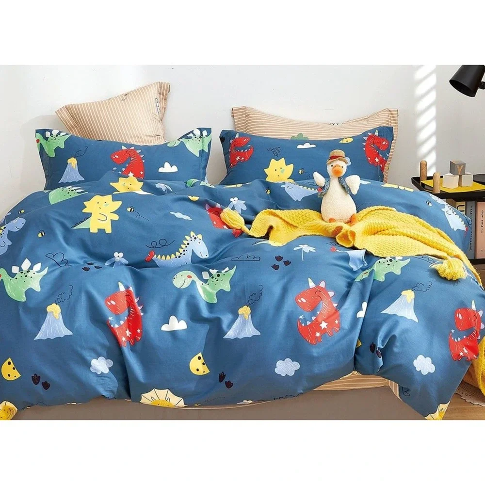 Markutus Blue Dinosaur 100% Cotton Duvet Cover Set Twin Kids Cute Fun‎ Discover